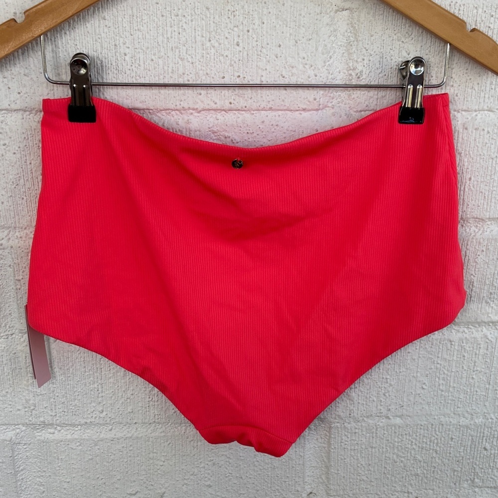 Victoria's Secret High Waist Boyshort Neon Orange Bikini Bottom sz L - Picture 8 of 8